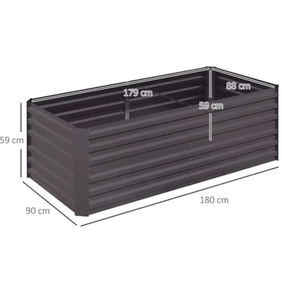 Upphöjd odlingsbädd, 180x90x59 cm, Mörkgrå