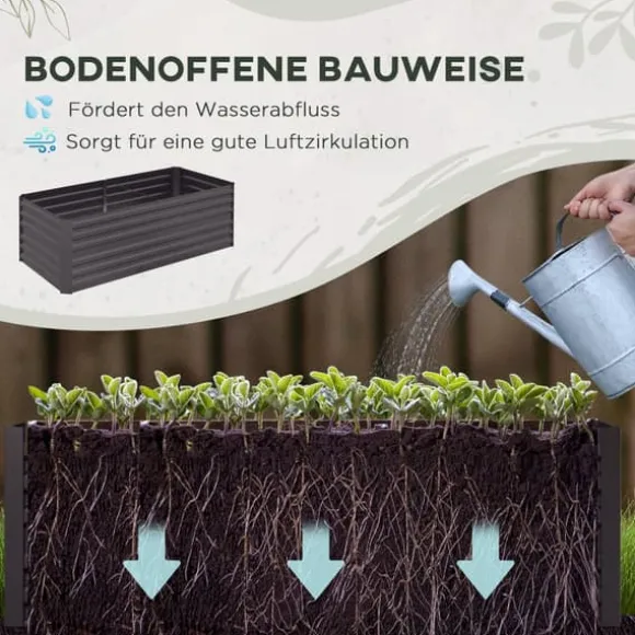 Upphöjd odlingsbädd, 180x90x59 cm, Mörkgrå