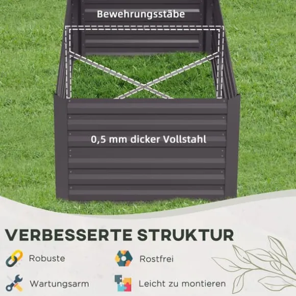 Upphöjd odlingsbädd, 180x90x59 cm, Mörkgrå