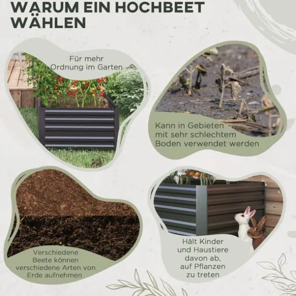 Upphöjd odlingsbädd, 180x90x59 cm, Mörkgrå