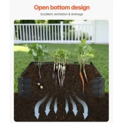 Upphöjd odlingsbädd, 240x120x28 cm, mörkgrå, metall