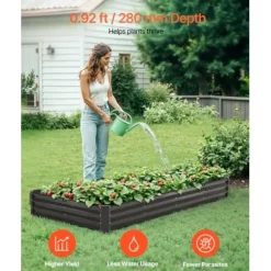 Upphöjd odlingsbädd, 240x120x28 cm, mörkgrå, metall