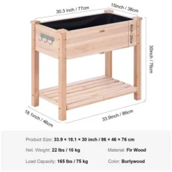 Upphöjd odlingsbädd, 86x46x76 cm, naturträ, trä