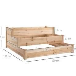 Upphöjd odlingsbädd, 124x124x56 cm, Natur
