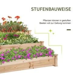 Upphöjd odlingsbädd, 124x124x56 cm, Natur