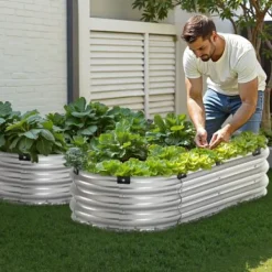 Upphöjd odlingsbädd, 119,5x58,5x27 cm, Silver, Metall