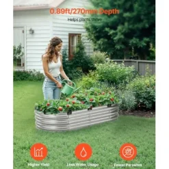 Upphöjd odlingsbädd, 119,5x58,5x27 cm, Silver, Metall