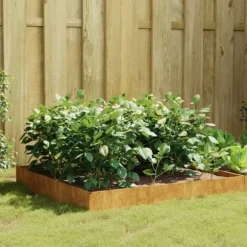 Upphöjd odlingslåda av rosttrögt stål - Planteringslåda för trädgård | Storlek: 100x100x26 cm | Färg: Brun