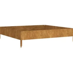 Upphöjd odlingslåda av rosttrögt stål - Planteringslåda för trädgård | Storlek: 100x100x26 cm | Färg: Brun