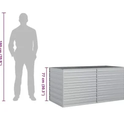 Upphöjd odlingslåda i galvaniserat stål - Planteringslåda | Färg: Silver | Storlek: 160x80x77 cm