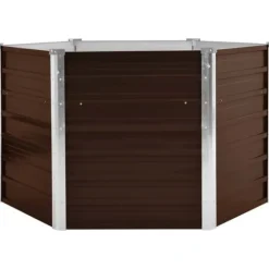 Upphöjd odlingslåda i galvaniserat stål | Färg: Brun | Storlek: 129x129x77 cm