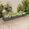 Upphöjd odlingslåda i massivt granträ med foder | Storlek: 240x45x25 cm | Färg: Grå