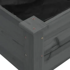 Upphöjd odlingslåda i massivt granträ med foder | Storlek: 240x45x25 cm | Färg: Grå