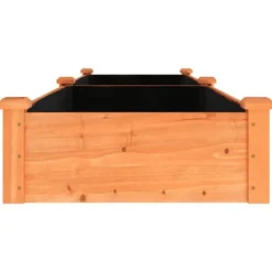 Upphöjd odlingslåda i massivt granträ med foder | Storlek: 240x60x25 cm | Färg: Brun