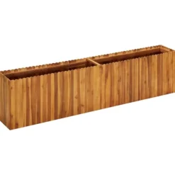 Upphöjd odlingslåda i massivt akaciaträ - Trädgårdsbädd | Storlek: 200x30x50 cm