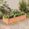 Upphöjd odlingslåda i massivt granträ med foder | Storlek: 120x45x25 cm | Färg: Brun