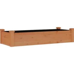 Upphöjd odlingslåda i massivt granträ med foder | Storlek: 120x45x25 cm | Färg: Brun