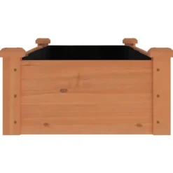 Upphöjd odlingslåda i massivt granträ med foder | Storlek: 120x45x25 cm | Färg: Brun