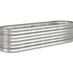 Upphöjd odlingslåda i pulverlackerat stål | Storlek: 152x40x36 cm | Färg: Silver