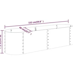 Upphöjd odlingslåda i pulverlackerat stål | Storlek: 152x40x36 cm | Färg: Silver