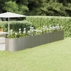 Upphöjd odlingslåda i pulverlackerat stål - Robust och väderbeständig | Färg: Silver | Storlek: 512x80x68 cm