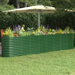 Upphöjd odlingslåda i pulverlackerat stål | Storlek: 332x40x68 cm | Färg: Grön