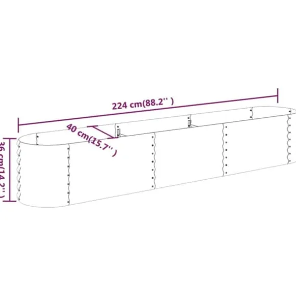 Upphöjd odlingslåda i pulverlackerat stål | Färg: Antracit | Storlek: 224x40x36 cm