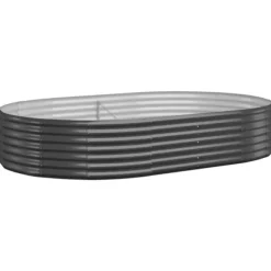 Upphöjd odlingslåda i pulverlackerat stål - Trädgård och balkong | Färg: Antracit | Storlek: 214x140x36 cm