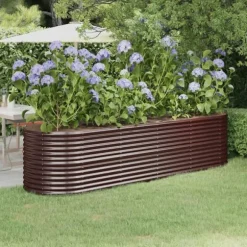 Upphöjd odlingslåda i pulverlackerat stål | Färg: Brun | Storlek: 296x80x68 cm