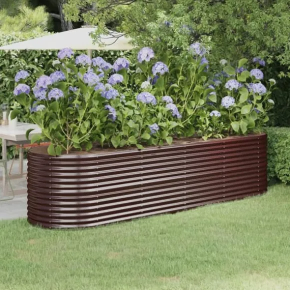 Upphöjd odlingslåda i pulverlackerat stål | Färg: Brun | Storlek: 296x80x68 cm