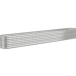 Upphöjd odlingslåda i pulverlackerat stål | Färg: Silver | Storlek: 332x40x36 cm