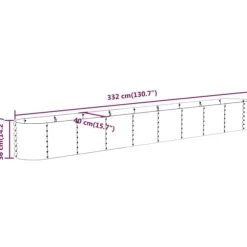 Upphöjd odlingslåda i pulverlackerat stål | Färg: Silver | Storlek: 332x40x36 cm