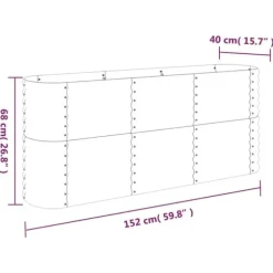 Upphöjd odlingslåda i pulverlackerat stål - Trädgårdsbänk | Färg: Antracit | Storlek: 152x40x68 cm