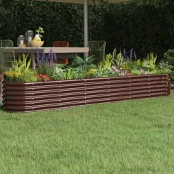 Upphöjd odlingslåda i pulverlackerat stål | Storlek: 260x40x36 cm | Färg: Brun
