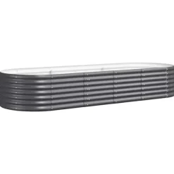 Upphöjd odlingslåda i pulverlackerat stål - Trädgårdsanvändning | Färg: Antracit | Storlek: 224x80x36 cm