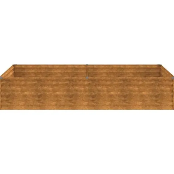 Upphöjd odlingslåda i rosttrögt stål - Hållbar och dekorativ | Storlek: 195x100x36 cm | Färg: Brunt