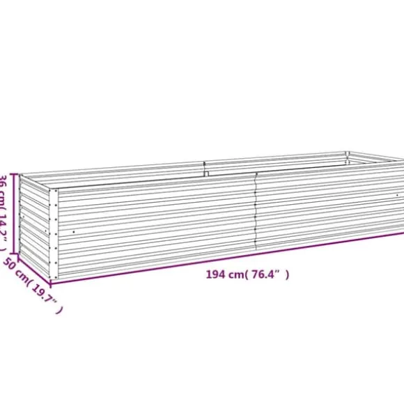 Upphöjd odlingslåda i rosttrögt stål | Storlek: 194x50x36 cm | Färg: Brunt