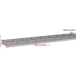 Upphöjd odlingslåda i rosttrögt stål - Hållbar växtlåda | Storlek: 770x100x36 cm | Färg: Brunt