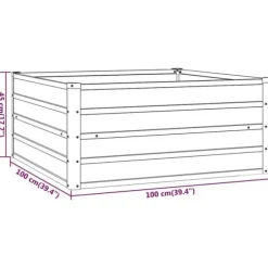 Upphöjd odlingslåda i rosttrögt stål - Hållbar trädgårdslösning | Storlek: 100x100x45 cm | Färg: Brunt