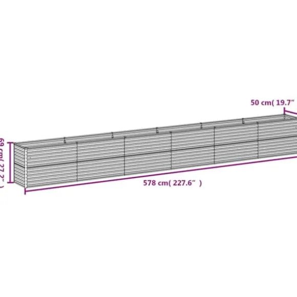 Upphöjd Odlingslåda i Rosttrögt Stål - Hållbar och Dekorativ | Storlek: 578x50x69 cm | Färg: Brunt