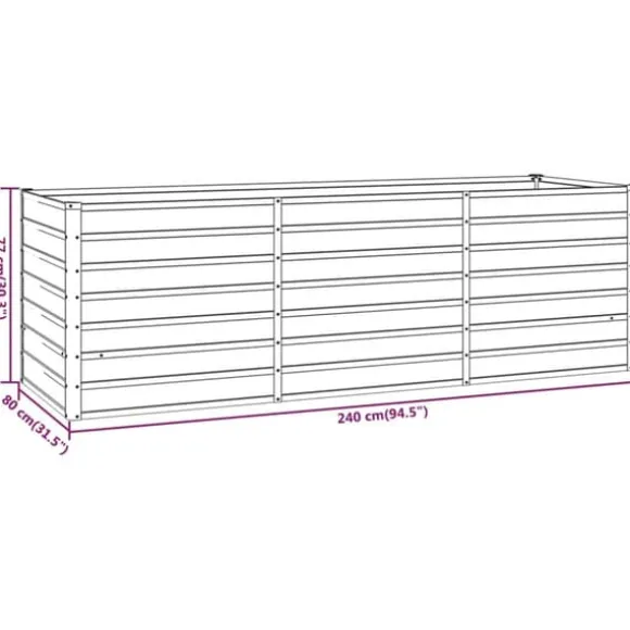 Upphöjd odlingslåda i rosttrögt stål - Hållbar trädgårdslösning | Storlek: 240x80x77 cm | Färg: Rostbrun