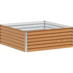 Upphöjd odlingslåda Ljusbrun 98 x 100 x 36 cm Galvaniserat Stål