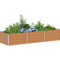 Upphöjd odlingslåda Ljusbrun 240 x 80 x 45 cm Galvaniserat Stål