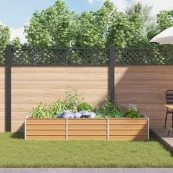 Upphöjd odlingslåda Ljusbrun 240 x 80 x 45 cm Galvaniserat Stål