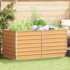 Upphöjd odlingslåda Ljusbrun 160 x 80 x 77 cm Galvaniserat Stål