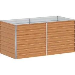 Upphöjd odlingslåda Ljusbrun 160 x 80 x 77 cm Galvaniserat Stål