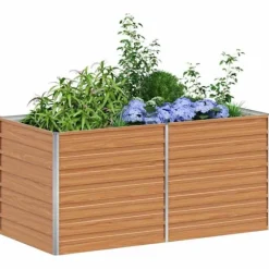 Upphöjd odlingslåda Ljusbrun 160 x 80 x 77 cm Galvaniserat Stål