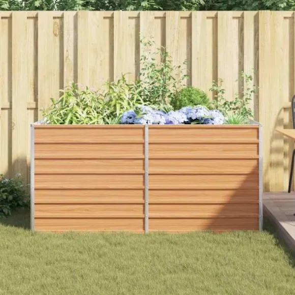 Upphöjd odlingslåda Ljusbrun 160 x 80 x 77 cm Galvaniserat Stål
