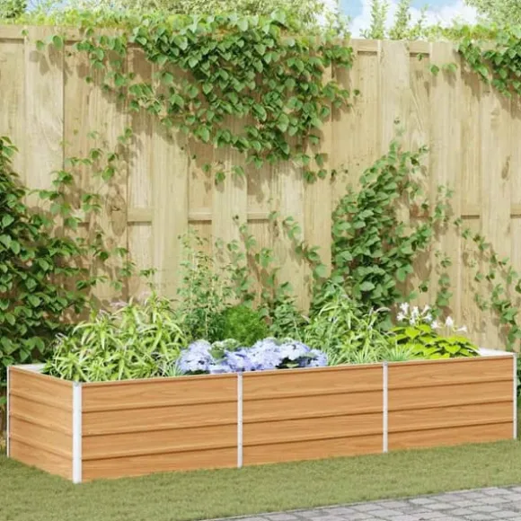 Upphöjd odlingslåda Ljusbrun 240 x 80 x 45 cm Galvaniserat Stål