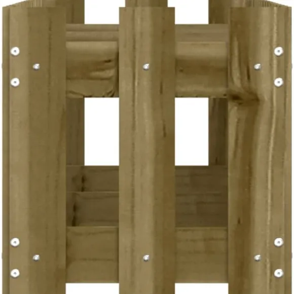 Upphöjd odlingslåda med staket-design i impregnerad furu | Storlek: 150x30x30 cm | Färg: Natur